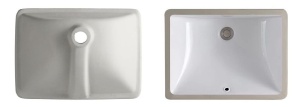 Lavoar incastrat REA ADELA, 46x33 X 19 Cm, Montaj Pe Blat, Design Deosebit, Ceramica Sanitara, Alb - Img 6
