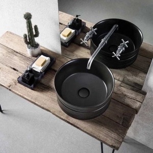 Lavoar pe blat Fluminia My Black Circle negru mat 41 cm - Img 3
