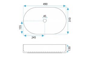 Lavoar pe blat oval cu finisaj mat Vanda Baby Blue Matt albastru deschis - Img 5