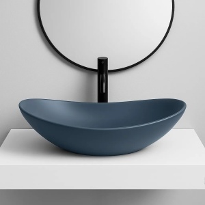 Lavoar pentru blat oval cu finisaj mat Rea Royal Blueberry Matt albastru - Img 4
