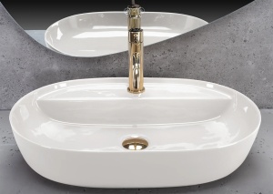 Lavoar pentru blat Rea Aura ,Dimensiune 61cm, Culoare Ecru Shiny - Img 3