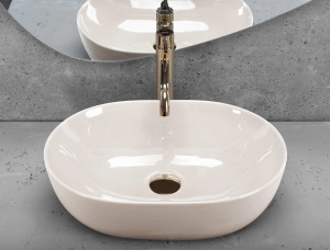 Lavoar pentru blat Rea Lisa ,Dimensiune 49cm, Culoare Ecru Shiny - Img 5