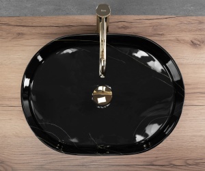 Lavoar pentru blat Rea Nadia, Dimensiune 50cm, Black Stone - Img 3
