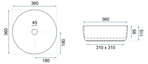 Lavoar pentru blat Rea Sami, Dimensiune 36cm, Culoare Ecru - Img 4