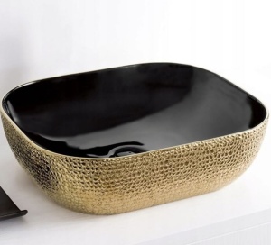 Lavoar pentru blat Tokyo negru auriu 45 si 50 cm - Img 2