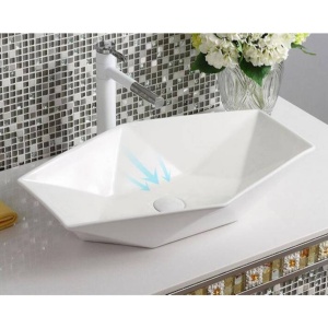 Lavoar REA VEGAS WHITE, Dimensiuni 57 x 37 X 14 cm, Montaj Pe Blat, Design Deosebit, Ceramica Sanitara, Alba - Img 2