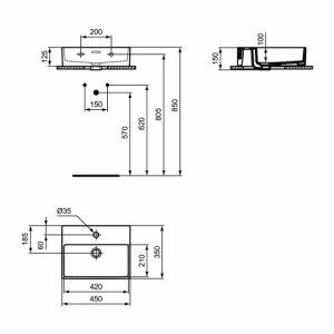 Lavoar suspendat Ideal Standard Atelier Extra alb lucios cu orificiu baterie si preaplin 45 cm - Img 12