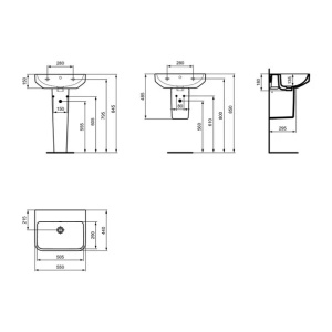 Lavoar suspendat Ideal Standard i.life B alb lucios 55 cm cu orificiu preaplin - Img 8