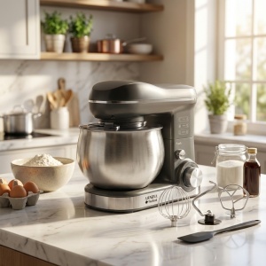 Mixer cu bol AIRNOVA® VitaBlend BLD-10, 1200W, Bol inox 5L, 3 Accesorii, 6 Viteze, Negru/Inox - Img 5