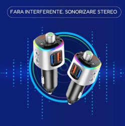 Modulator FM Gemevo® Bluetooth 5.0, Transmitator FM cu functie de incarcator auto quickcharge 3.0 - Img 4