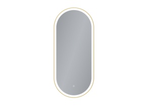 Oglinda LED cu Dezaburire, Dimensiune 40x90cm, Rama din Aluminiu, Culoare Auriu periat - Img 2