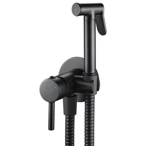 Pachet vas wc suspendat Fluminia, capac softclose si set dus igiena intima negru cu baterie incastrata Rea Loop - Img 5