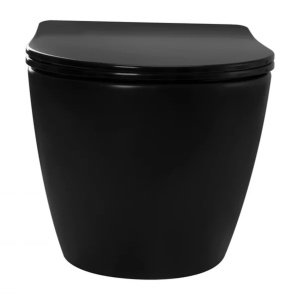 Pachet vas wc suspendat Rea Carlo, capac softclose si set dus igiena intima negru cu baterie incastrata Invena Bidetta - Img 6