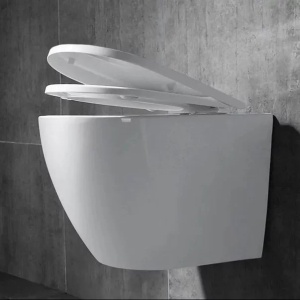 Pachet vas wc suspendat Rea Carlo Mini, capac softclose si set dus igiena intima crom cu baterie incastrata Rea Fenix - Img 2