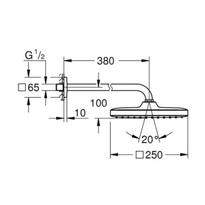 Palarie si brat de dus Grohe Tempesta 250 Cube patrata crom - Img 4