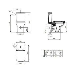 Rezervor pe vas WC Ideal Standard I.life A cu alimentare laterala alb lucios - Img 3
