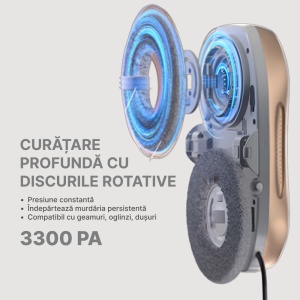 Robot Curatare Geamuri, SeveShop®, Robot Spalat Geamuri Cu Pulverizare Apa Bidirectionala, Stergator Electric Ultra-Subtire Pentru Sticla, Aspirator Geamuri Cu Control APP Si Telecomanda, Tehnologie iAdapt, Protectie Cvadrupla, Alb - Img 6