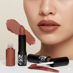 Ruj si creion de buze CTZN, Nudiversal Lip Duo, rezistent la apa, cu unt de mango salbatic, Milano - Img 6