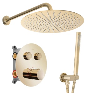 Set de du?? incastrat Rea LUNGO Auriu + BOX cu Termostat