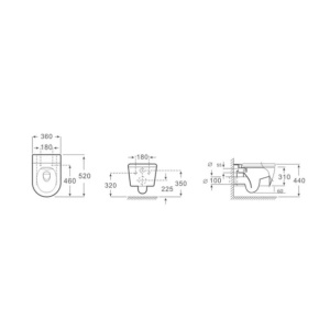 Set vas wc rimless cu capac softclose si bideu Fluminia Minerva negru mat - Img 5