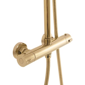 Sistem Complet Cu Termostat De Dus REA BLISS L. GOLD , Montaj Pe Perete, Para Rotunda Tip Ploaie 20 X 20 Cm, 2 Functii , Finisaj Auriu - Img 5