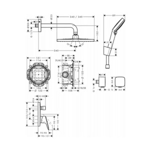 Sistem de dus incastrat Hansgrohe Crometta E 240 crom lucios - Img 3