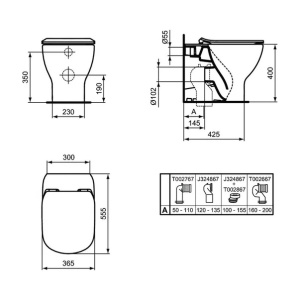 Vas wc pe pardoseala Ideal Standard Tesi AquaBlade back-to-wall negru mat - Img 2