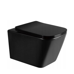 Vas WC PRO INES BLACK, Sistem inovator de spalare Rimless Tornado, Suspendat, Ceramica sanitara