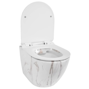 Vas WC REA CARLOS AIAX, Suspendat, Ceramica Sanitara, 49.5 x 37 x 32 cm, Alb imitatie piatra - Img 3
