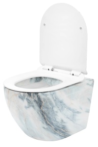 Vas WC REA CARLOS slim Rimless, Alb,lucios,suspendat, ceramica sanitara, 49 x 37 x 33 cm, imitatie marmura - Img 3