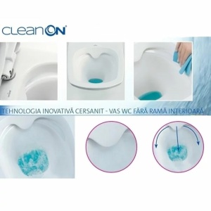 Vas WC suspendat Cersanit Carina New Clean On cu capac slim si inchidere lenta - Img 3
