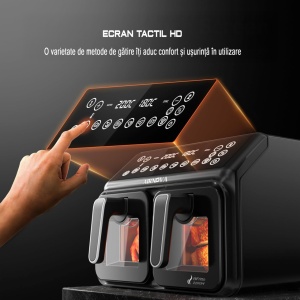 Air fryer AIRNOVA® BiFritto 9.4L, 2200W, Friteuza cu aer cald, 2 compartimente, Negru - Img 5