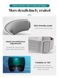 Aparat de Masaj pentru Ochi SeveShop, 16 Puncte de Masaj, 3 Intensitati, Muzica Ambientala si Bluetooth, Compresie Termica si Presopunctura, Perne de Aer si Vibratii, Reincarcabil USB, Banda Reglabila, Relaxare si Stimulare Vizuala, Alb Lucios - Img 4