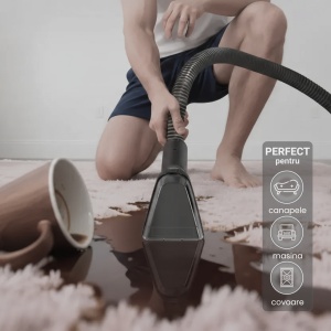 Aspirator Cu Spalare 4 In 1 SeveShop® C6 Max, Aspirator cu Aburi, Aspirator Cu Spalare Multifunctional Pentru Covor Si Tapiterie, Rezervor Dublu 1.2L, Putere 1650W, Putere De Aspirare 12000Pa, Design Compact, Ideal Auto, Canapea, Gri - Img 7