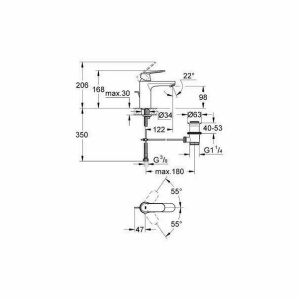 Baterie lavoar Grohe Eurosmart Cosmopolitan M crom lucios - Img 2