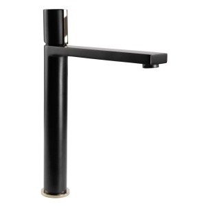 Baterie lavoar inalta REA ICON , Culoarea Negru Mat cu detaliu auriu - Img 1