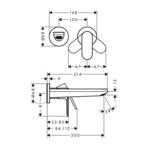 Baterie lavoar incastrata PRO HANSGROHE REBRIS S,negru mat - Img 2