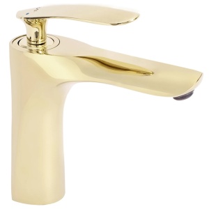 Baterie Lavoar REA ORBIT GOLD LOW, Montaj Pe Lavoar, Capat Fix, Monocomanda, Inaltime 11.7 Cm, Auriu - Img 2