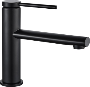 Baterie Lavoar REA OVAL BLACK LOW, Montaj Pe Blat, Capat Fix, Monocomanda, Inaltime 18 Cm, Culoare Negru, Finisaj Mat - Img 6