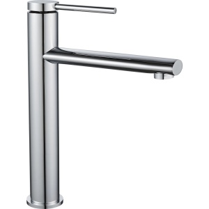 Baterie Lavoar REA OVAL CROM High, Montaj Pe Blat, Capat Fix, Monocomanda, Inaltime 27 Cm, Crom - Img 1