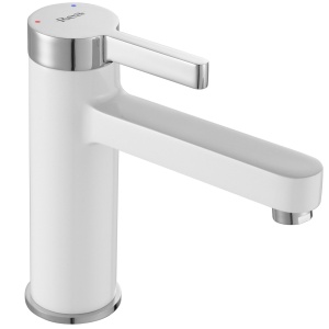 Baterie Lavoar REA POLO LOW, Montaj Pe Blat, Capat Fix, Inaltime 15 Cm, Finisaj Alb/Crom - Img 1