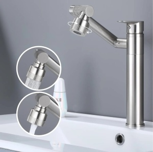 Baterie pentru baie Rea PACO Nickel Brush INOX High - Img 3