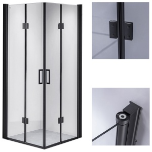 Cabina de dus BS05C Patrata, Design Modern 100x100cm, Culoare Negru - Img 2