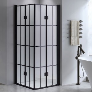 Cabina de dus BS08A Patrata, Design Modern 80x80cm, Culoare Negru - Img 2