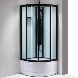 Cabina de dus cu hidromasaj, rame negre cadita alba Nina 90 x 90 cm - Img 2