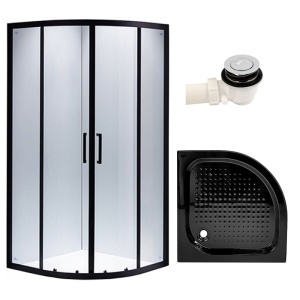 Cabina de dus cu rame negre sticla securizata si cadita inclusa BS01A/SXL01A 80 x 80 cm