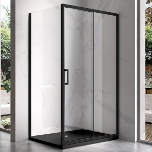 Cabina de dus dreptunghiulara cu rame negre si cadita de dus neagra KZ104B/ST04B 110 x 90 cm - Img 3