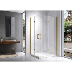 Cabina de dus dreptunghiulara din sticla securizata cu rame aurii KZ13B 110 x 90 cm - Img 4
