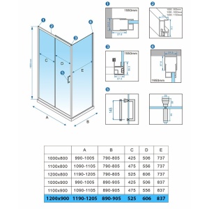 Cabina de dus Dreptunghiulara KZ104C, Dimensiune 120x90cm, Culoare Auriu Periat - Img 5