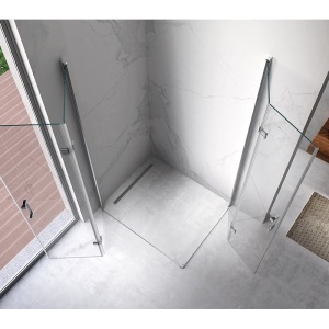 Cabina de dus Dreptunghiulara KZ13A Cu usi Pliabile, Dimensiune 100x90cm ,Culoare Crom - Img 5